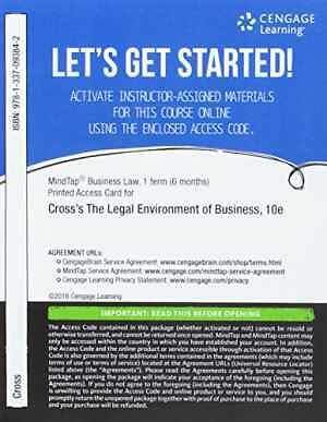 MindTap Business Law, 1 term (6 – Printed Access Code, by Cross Frank B. – New a