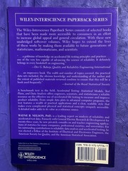 Accelerated Testing : Statistical Models, Test Plans, And Data Analysis, Nelson