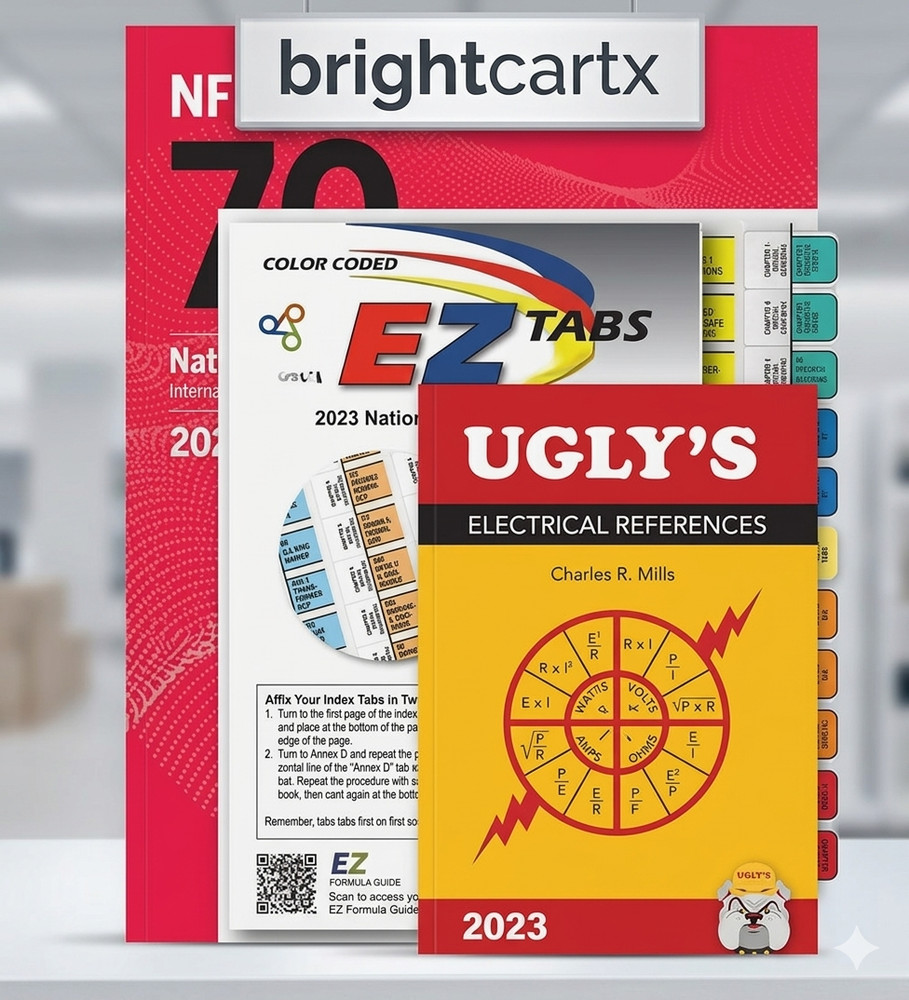 NFPA 70 2023 NEC Code Book Paperback + Ugly’s Electrical Ref Spiral +EZ TAB USPS