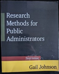 Research Methods for Public Administrators, 3rd ed, Gail Johnson (Free Shipping)