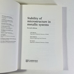Stability of Microstructure in Metallic Systems 1997 Trade Paperback