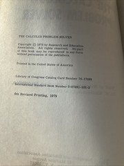 The Calculus Problem Solver (REA) Over 1000 Pages! (Ships Immediately!)/ B2480