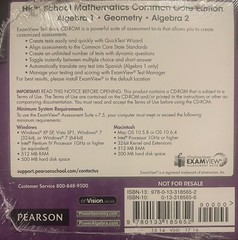 EXAMVIEW TEST BANK – Algebra 1 & 2 and Geometry – TEACHER’S EDITION – CD-ROM