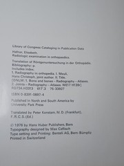 Radiologic Examination in Orthopaedics: Methods and Techniques HC/DJ 1976