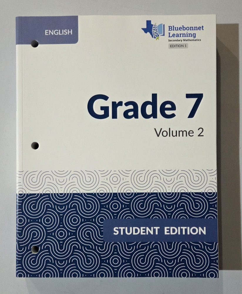 Bluebonnet Learning Secondary Mathematics Ed. 1 Volume 2 Gr 7 Student Ed. PB NEW