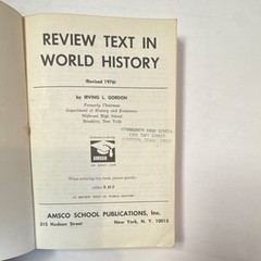 Amsco Hardcover: Review Text in World History Revised 1976 Gordon ISBN 0-87720-…