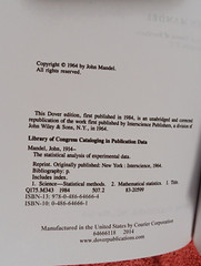 THE STATISTICAL ANALYSIS OF EXPERIMENTAL DATA by John Mandel Paperback