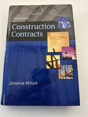 Construction Contracts By Jimmie Hinze 2010 Hardcover Third Edition