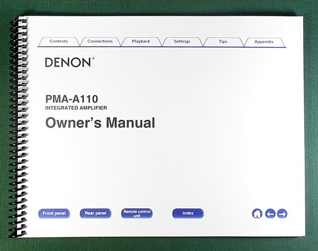 Denon PMA-A110 Instruction Manual: Full Color 56 Pages & Protective Covers!