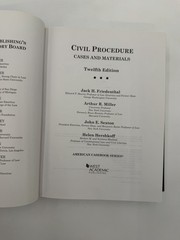 American Casebook Ser.: Civil Procedure, Cases and Materials by Jack H. 12th VGC