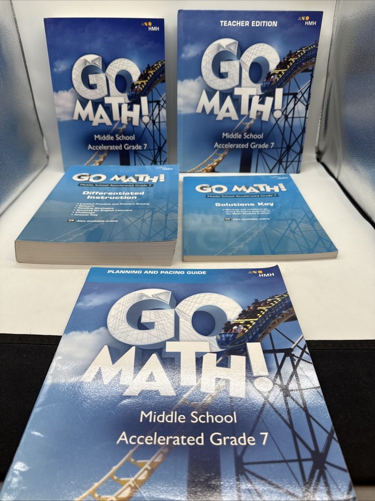 Go Math! Accelerated Grade 7 Set- Text, Solutions Teacher& Instruction 7th Grade