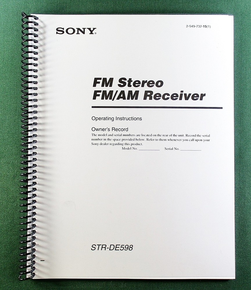 Sony STR-DE598 Instruction Manual: 56 Pages & Protective Covers!