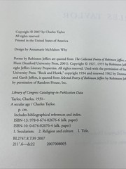 Secular Age by Charles C. Taylor (2007, Hardcover)