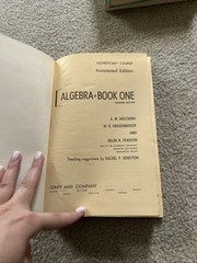 Book 1 Algebra Modern Edition Annotated Edition Welchons/Krickenberger/Pearson