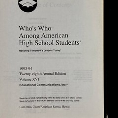 Who’s Who Among American High School Students Lot Of 3 1993-96 Ca. Guam/Samoa HI