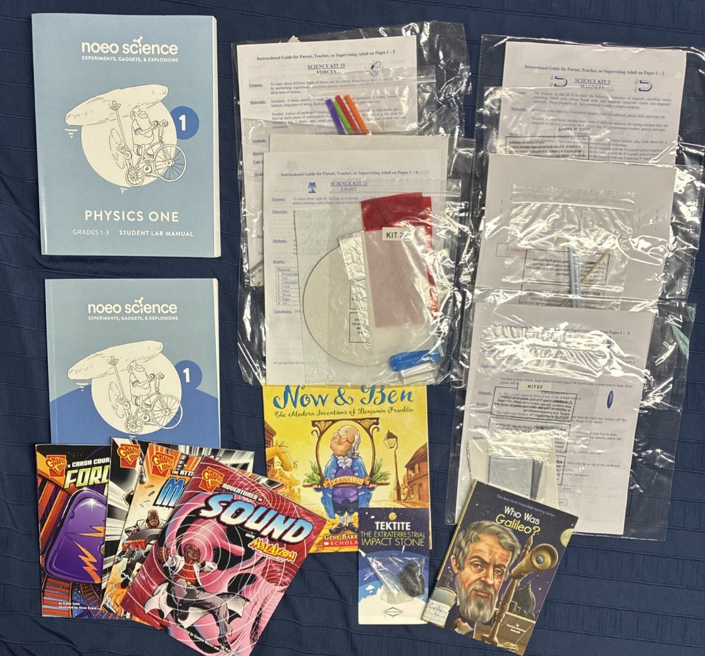 Noeo Science Physics 1 Set: Lab Manual, Instructor Guide, 6 Books & 5 Lab Kits