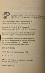Merriam-Webster Thesaurus Paperback Book 1978 1st Pocket Books Printing