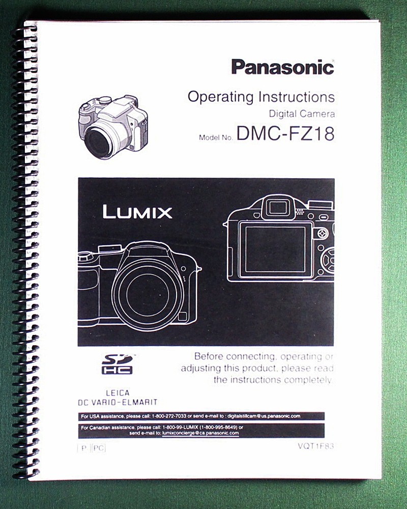 Panasonic DMC-FZ18 Instruction Manual: w/ Protective Covers!