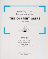 Secondary School Literacy Instruction : The Content Areas, Betty D. Roe, Very Go