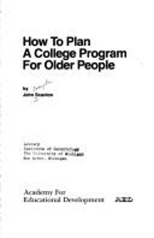 How to Plan a College Program for Older People Paperback John Sca