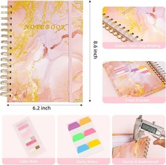 5 Subject A5 Spiral Notebook College Ruled 240 Pages Lined Journal Pink Marble