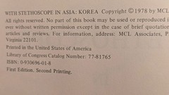 Hall, WITH STETHOSCOPE IN ASIA: KOREA, Ex-Library, HB, DJ, 1978, MCL Associates