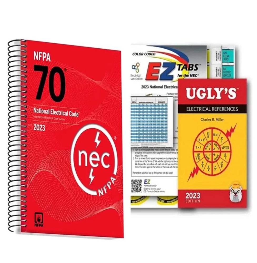 NFPA 70 2023 NEC Code Book + Ugly’s Electrical Ref Spiral +EZ TAB USA