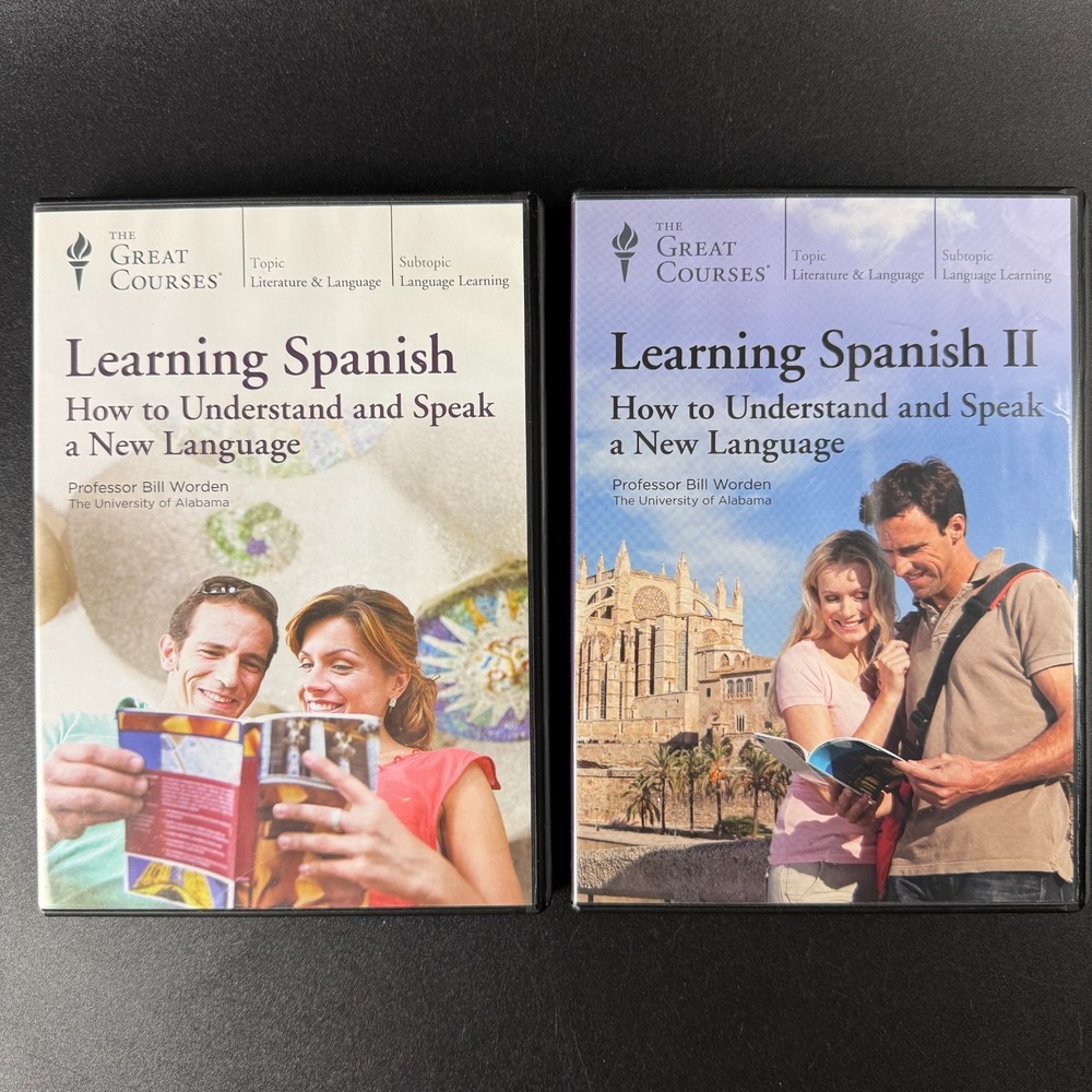 Set Of 2 The Great Courses Learning Spanish I And II DVD Sets Bill Worden 60 Les