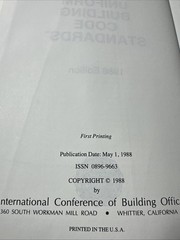 Vintage 1988 Uniform Building Code Standards ICBO Hardcover Reference UBC