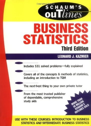 Schaum’s Outline of Business Statist… by Kazmier, Leonard Paperback / softback