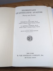 ELEMENTARY QUANTITATIVE ANALYSIS BY WILLARD & FURMAN. 2nd Ed 3rd Printing 1936