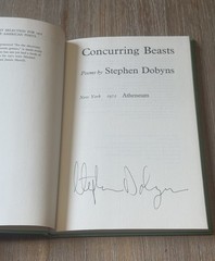 Concurring Beasts *SIGNED* by Stephen Dobyns 1972 Hardcover / DJ