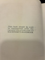 The Use of Handbook Tables and Formulas use w/ 21st Edition Machinery’s Handbook