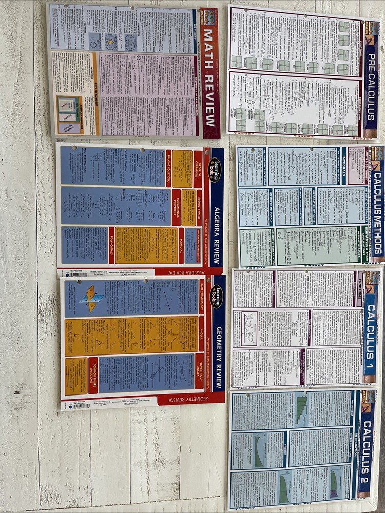 Lot 5 QuickStudy Laminated Reference Guide Caluculus & 2 Learning Tools Algebra