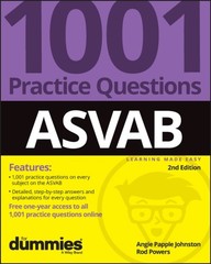 ASVAB 1001 Practice Questions For Dummies by Angie Papple Johnston PAPERBACK