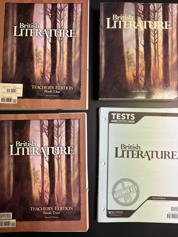 Lot 4 BJU Press British Literature Set 2nd Ed Teacher’s Edition Tests Answer Key