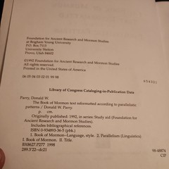 Book of Mormon | Text Reformatted According to Parallelistic Patterns FARMS 1992