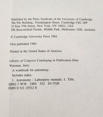 A WORKBOOK FOR ASTRONOMY By Jerry Waxman 1984 1st ed spiral bound Paperback
