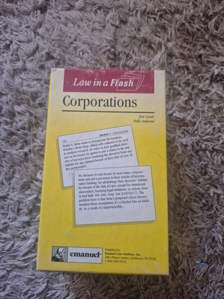 Law in a Flash Ser.: Corporations : Law in a Flash by Steven L. Emanuel…