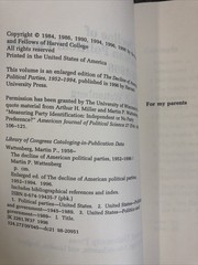 The Decline of American Political Parties 1952-1996: 5Ed by Martin P. Wattenberg