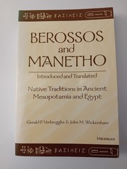 Berossos and Manetho Gerald P. VerBrugghe ISBN 0472086871 UK seller Quick Disp