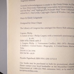 Philip Caputo A Rumor of War 40th Anniversary Edition 2017 Picador PB