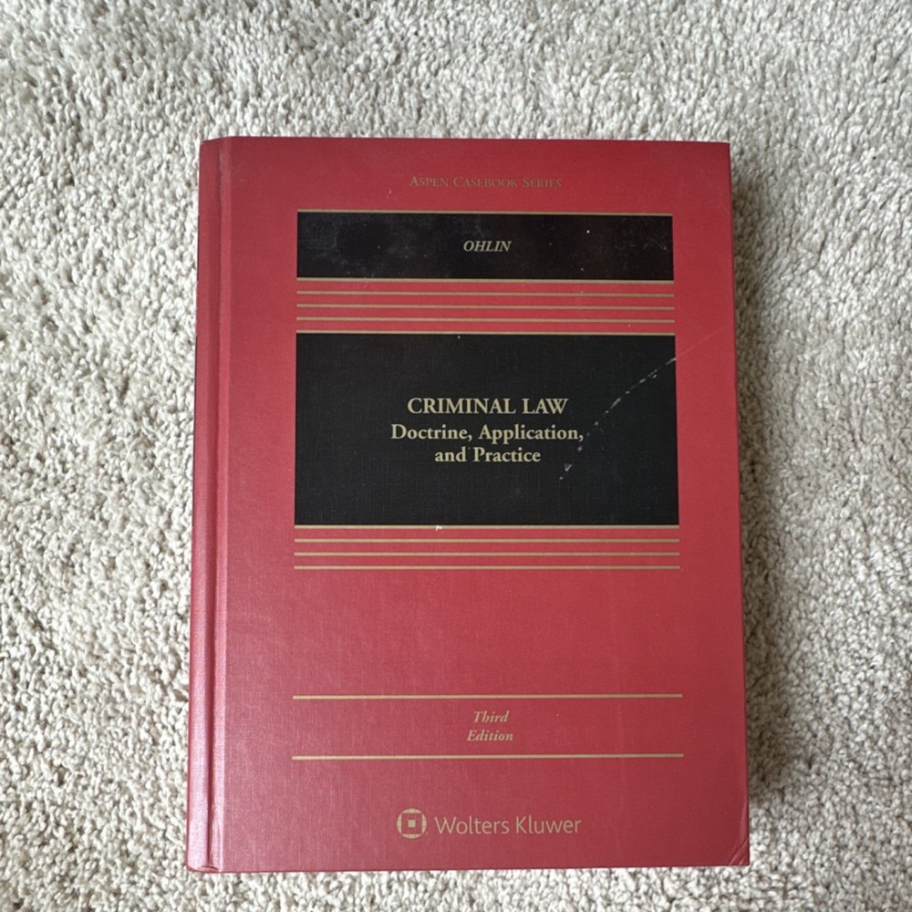 Wolters Kluwer Criminal Law Third Edition Hardcover Ohlin Aspen Casebook Series