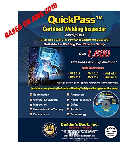 CERTIFIED WELDING INSPECTOR AWS/CWI QUICKPASS STUDY GUIDE By Builders Book NEW