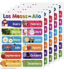 Los Meses del Año Spanish Chart for Preschool to Gradeschool Kids 5 Pack 8.5×11”