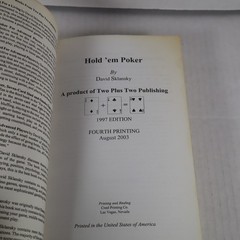 Hold ’em Poker; Small Stakes Poker Games – 9781880685082, paperback, Sklansky