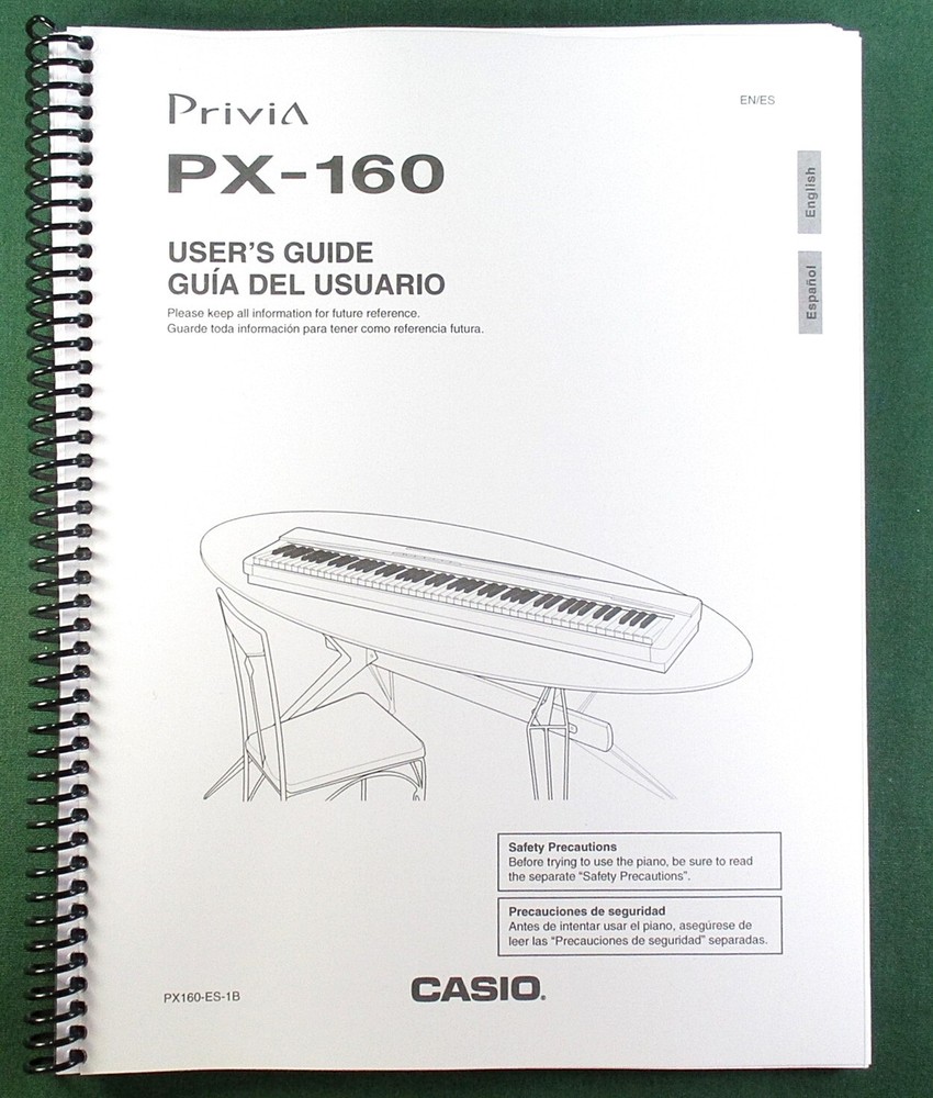 Casio PX-160 Instruction Manual: 38 Pages Coil Bound & Protective Covers!