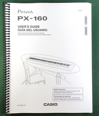 Casio PX-160 Instruction Manual: 38 Pages Coil Bound & Protective Covers!