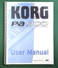 Korg PA 900 V1.2 Instruction Manual: Full Color 450 Pages & Protective Covers!