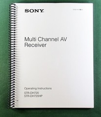 Sony STR-DH720 Instruction Manual: 88 Pages & Protective Covers!